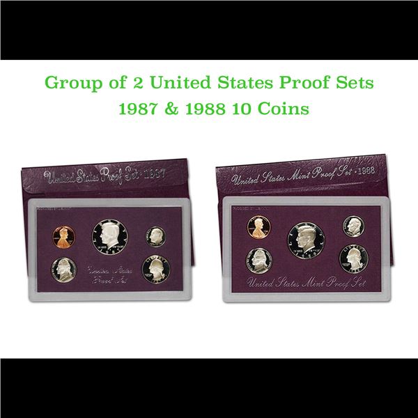 Group of 2 United States Mint Proof Sets 1987-1988 10 coins