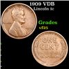 Image 1 : 1909 VDB Lincoln Cent 1c Grades vf+