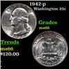 Image 1 : 1942-p Washington Quarter 25c Grades GEM+ Unc