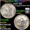 Image 1 : ***Auction Highlight*** 1837 RE Capped Bust Half Dollar 50c Graded ms63+ By SEGS (fc)