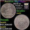 Image 1 : ***Auction Highlight*** 1873-cc Trade Dollar $1 Graded Select Unc By USCG (fc)
