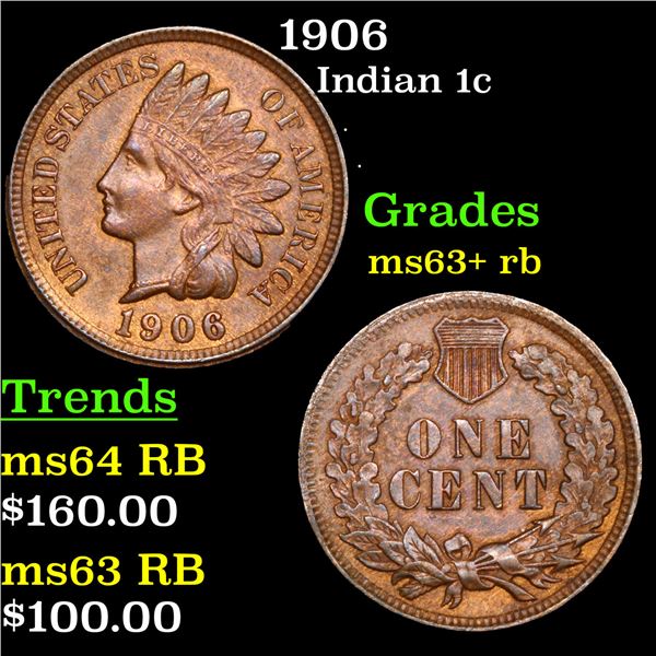 1906 Indian Cent 1c Grades Select+ Unc RB