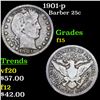 Image 1 : 1901-p Barber Quarter 25c Grades f+