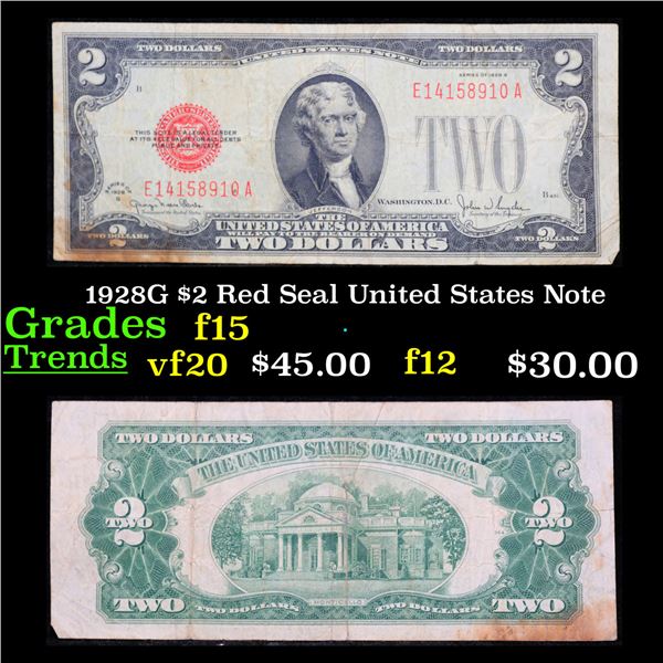 1928G $2 Red Seal United States Note Grades f+