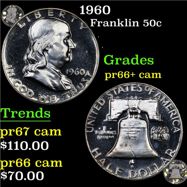 Proof 1960 Franklin Half Dollar 50c Grades GEM++ Proof Cameo