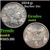 Image 1 : 1914-p Barber Quarter 25c Grades Choice Unc