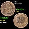 Image 1 : 1863 Indian Cent 1c Grades f+