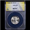 Image 2 : ANACS 1938-p Washington Quarter 25c Graded ms64 By ANACS