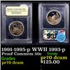 Image 1 : Proof 1991-1995-p WWII Modern Commem Half Dollar 1993-p 50c Graded GEM++ Proof Deep Cameo BY USCG