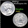 Image 1 : 1943-p Washington Quarter 25c Grades Select Unc