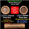 Image 1 : Mixed small cents 1c orig shotgun roll, 1916-d Wheat Cent, 1889 Indian Cent other end, Brinks Wrappe