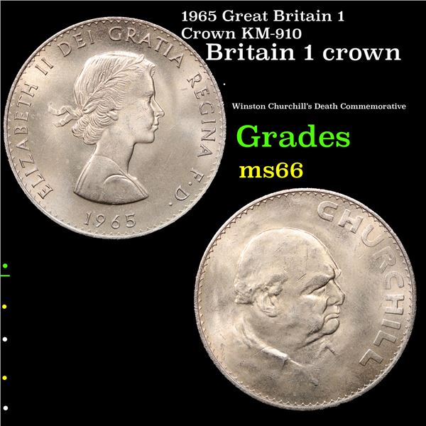 1965 Great Britain 1 Crown KM-910 Grades GEM+ Unc