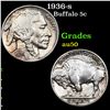 1936-s Buffalo Nickel 5c Grades AU, Almost Unc