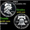 Image 1 : Proof 1963 Franklin Half Dollar 50c Grades GEM+ Proof Cameo