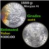 1888-p Morgan Dollar Rainbow Toned $1 Grades Choice Unc