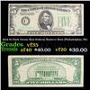 1934 $5 Dark Green Seal Federal Reserve Note (Philadelphia, PA) Grades vf++