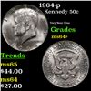 Image 1 : 1964-p Kennedy Half Dollar 50c Grades Choice+ Unc