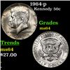 Image 1 : 1964-p Kennedy Half Dollar 50c Grades Choice Unc