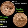 Image 1 : 1838 Coronet Head Large Cent 1c Grades vf details