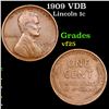 Image 1 : 1909 VDB Lincoln Cent 1c Grades vf+