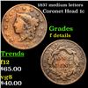 Image 1 : 1837 medium letters Coronet Head Large Cent 1c Grades f details