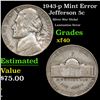 Image 1 : 1943-p Jefferson Nickel Mint Error 5c Grades xf