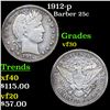 Image 1 : 1912-p Barber Quarter 25c Grades vf++