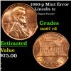 Image 1 : 1960-p Lincoln Cent Mint Error 1c Grades GEM++ Unc RD