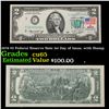 Image 1 : 1976 $2 Federal Reserve Note 1st Day of Issue, with Stamp Grades Gem CU