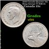 1944 Canada Quarter 25c King George VI KM-35 Grades vf++