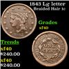 1843 Lg letter Braided Hair Large Cent 1c Grades xf