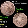 Image 1 : 1838 Coronet Head Large Cent 1c Grades f, fine