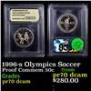 Image 1 : Proof 1996-s Olympics Soccer Modern Commem Half Dollar 50c Graded GEM++ Proof Deep Cameo BY USCG
