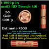 Image 1 : Shotgun Lincoln 1c roll, 1991-p 50 pcs Coin-Tainer Wrapper.