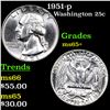 Image 1 : 1951-p Washington Quarter 25c Grades GEM+ Unc