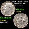 Image 1 : 1961-p Roosevelt Dime Mint Error 10c Grades Select Unc
