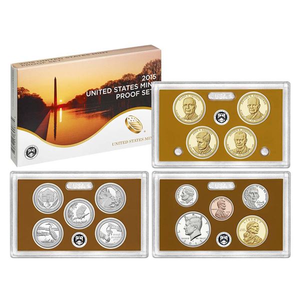 2015 Mint Proof Set In Original Case! 14 Coins Inside!