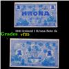 Image 1 : 1941 Iceland 1 Krona Note 1k Grades vf+