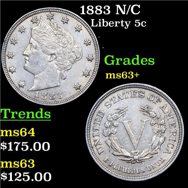 1883 N/C Liberty Nickel 5c Grades Select+ Unc