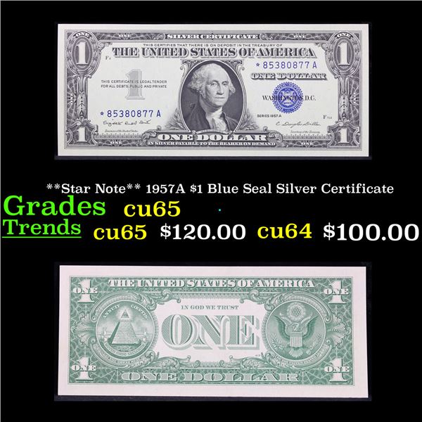 **Star Note** 1957A $1 Blue Seal Silver Certificate Grades Gem CU