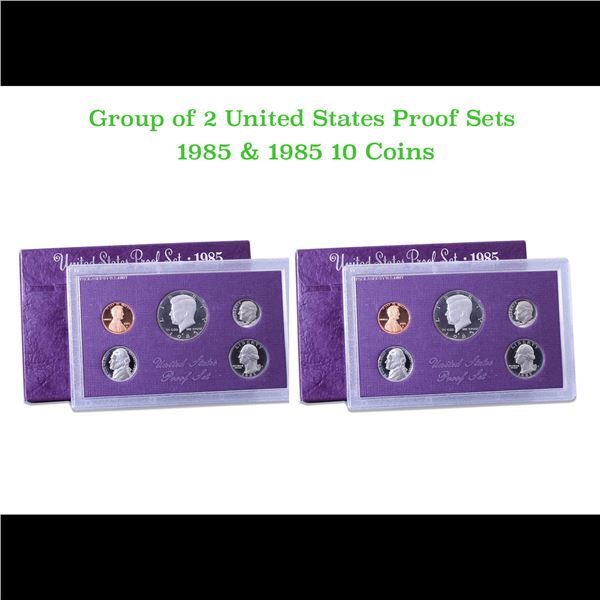 2x 1985 United States Mint Proof Set! A total of 10 Coins Inside, 5 each!