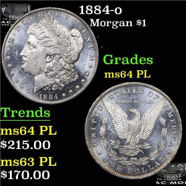 1884-o Morgan Dollar $1 Grades Choice Unc PL