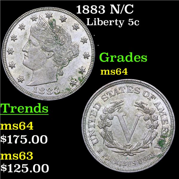 1883 N/C Liberty Nickel 5c Grades Choice Unc