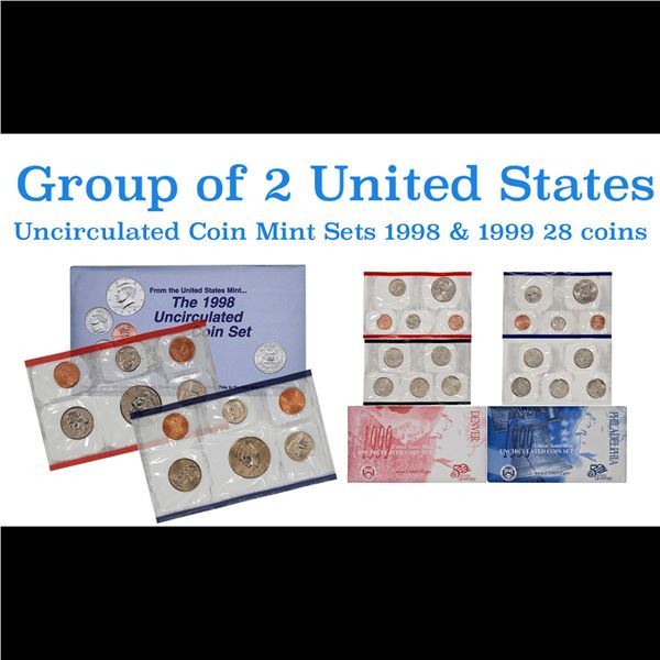 Group of 2 United States Mint Set in Original Government Packaging! From 1998-1999 with 30 Coins Ins