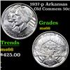 Image 1 : 1937-p Arkansas Old Commem Half Dollar 50c Grades GEM+ Unc