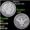 1914-s Barber Half Dollars 50c Grades vg+