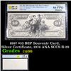 PCGS 1897 $10 BEP Souvenir Card, Silver Certificate, 1974 ANA SCCS B-29 Graded cu66 By PCGS
