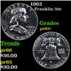 Image 1 : Proof 1962 Franklin Half Dollar 50c Grades GEM+ Proof