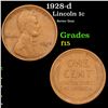 1928-d Lincoln Cent 1c Grades f+