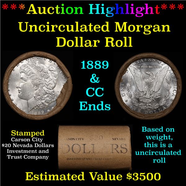 ***Auction Highlight*** 1889 & CC Uncirculated Morgan Dollar Shotgun Roll (fc)